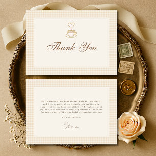 Gingham Baby is Brewing Coffee Baby Shower Thank You Card