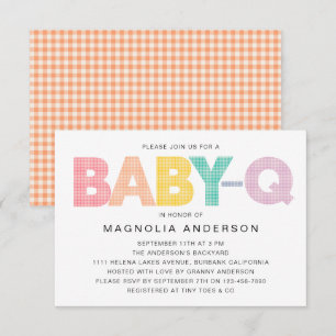 Gingham Baby-Q Summer Baby Shower Invitation