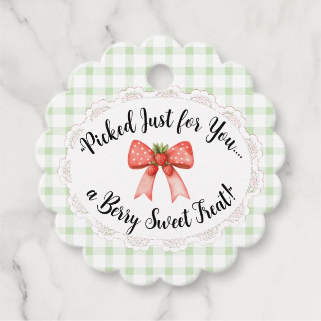 Gingham Baby Shower-Green Favour Tags (Front)