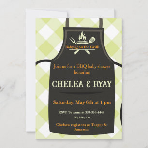 Gingham Baby Shower Is on the Grill baby shower Invitation