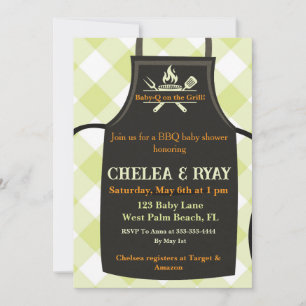Gingham Baby Shower Is on the Grill baby shower Invitation