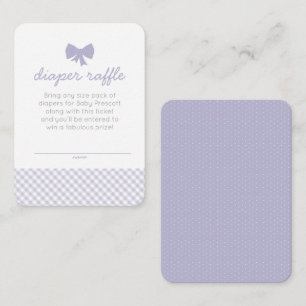 Gingham baby shower purple diaper raffle ticket enclosure card