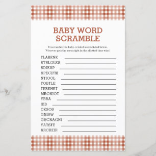 Gingham Baby Shower Word Scramble Game