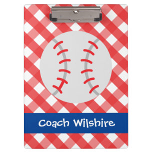 Gingham Baseball Personalised Clipboard