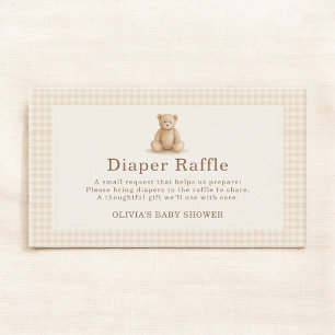 Gingham Bearly Wait Teddy Bear Diaper Raffle Enclosure Card