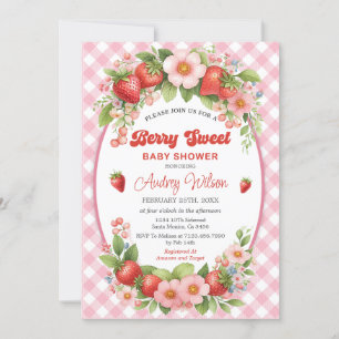 Gingham Berry Sweet Baby Shower Invitation