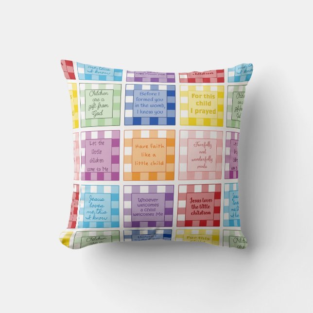 Gingham Bible verses about children babies   Cushion (Front)