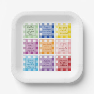 Gingham Bible verses Baby Shower  Paper Plate