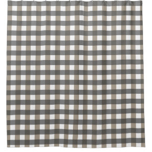 Gingham Black Grey White Shower Curtain