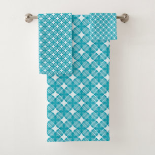Gingham Blue and White Bath Towel Set