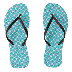Gingham Blue and White  Flip Flops