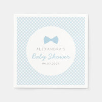 Gingham blue bow tie baby shower
