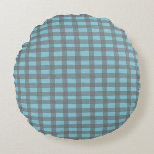 Gingham Blue Round Cushion