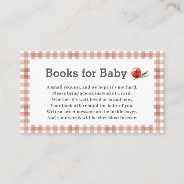 Gingham Books for baby Baby Shower  Enclosure Card (Front)