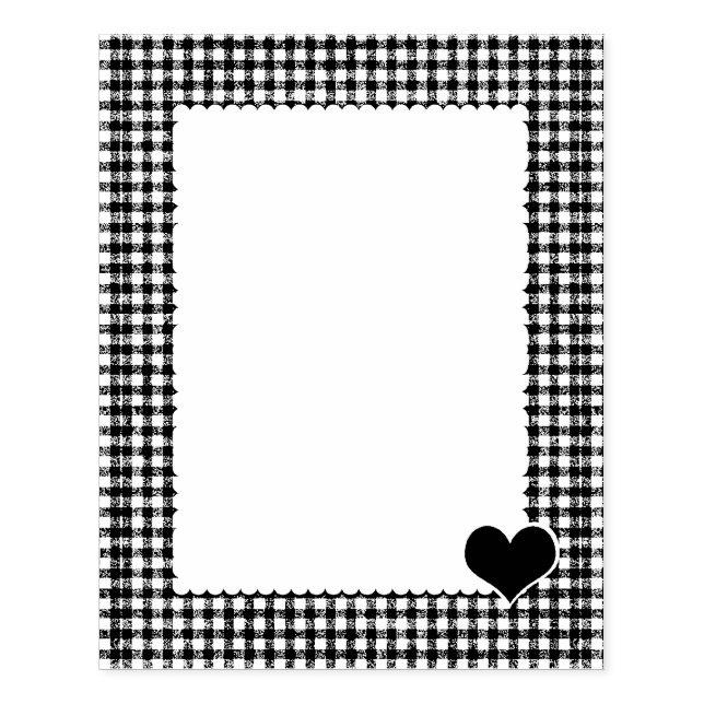 Gingham Border with Corner Heart Stamper Rubber Stamp (Imprint)