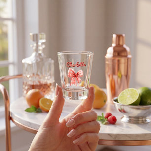Gingham Bow personalised Script Design Shot Glass