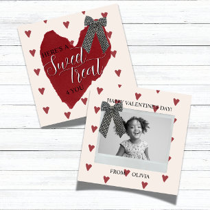 Gingham Bow Red Valentine's Classroom Photo Card