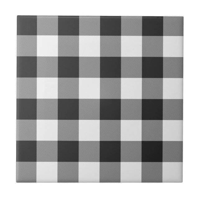Gingham Buffalo Plaid White Tartan Plaid Pattern Tile (Front)