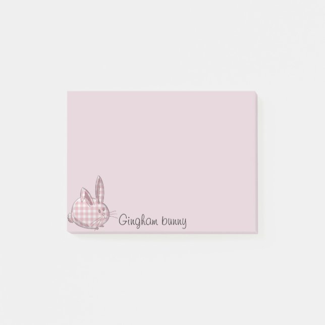 gingham bunny - pink post-it notes (Front)