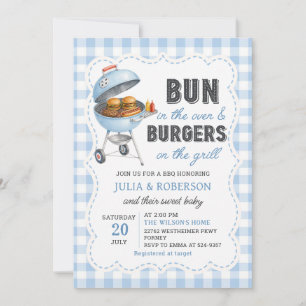 Gingham Burger BBQ Baby Shower Invitation