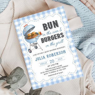 Gingham Burger BBQ Baby Shower Invitation
