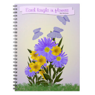 Gingham Butterflies and Wildflowers Notebook