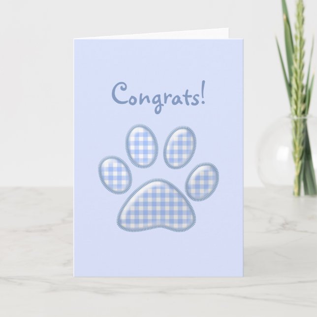 gingham cat paw - blue card (Front)