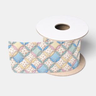 Gingham Cathedral Window Quilt Design Satin Ribbon