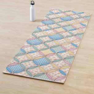 Gingham Cathedral Window Quilt Design Yoga Mat
