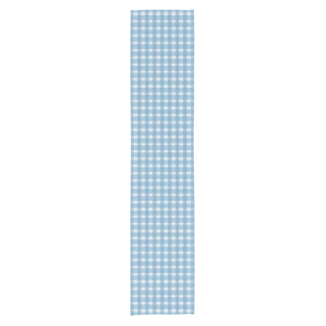 Gingham Charm Blue Short Table Runner (Front)