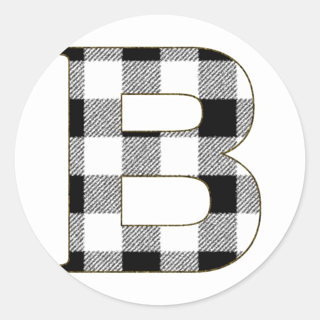 Gingham Check B Classic Round Sticker (Front)