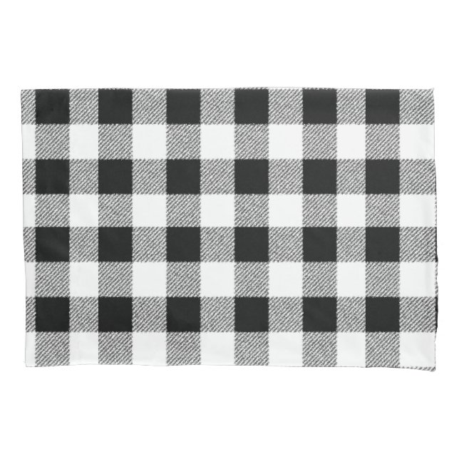 Gingham Check Black Pillowcase (Front)