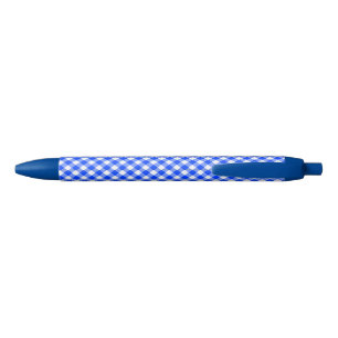 Gingham Check Blue Ball Point Pen