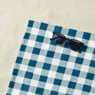 Gingham Check Blueish Green Beach Towel