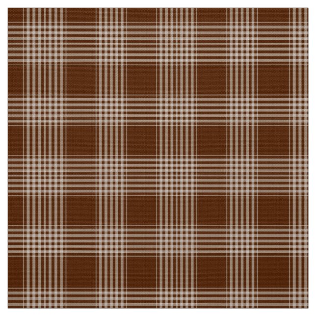 Gingham Check Brown and White Fabric (Swatch)