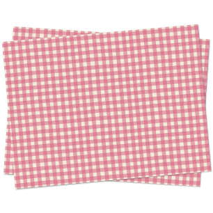 Gingham Check Cherry Pink Cream Tissue Paper