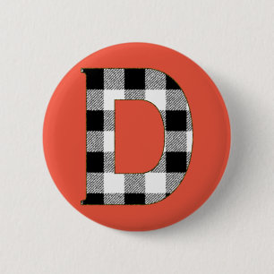 Gingham Check D 6 Cm Round Badge