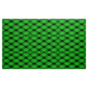 Gingham Check Green and Black Pattern Fabric