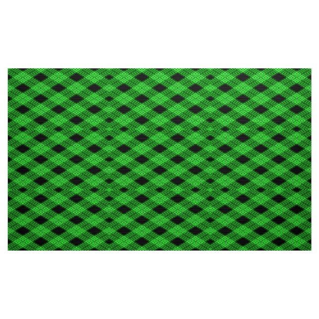 Gingham Check Green and Black Pattern Fabric (Yard)
