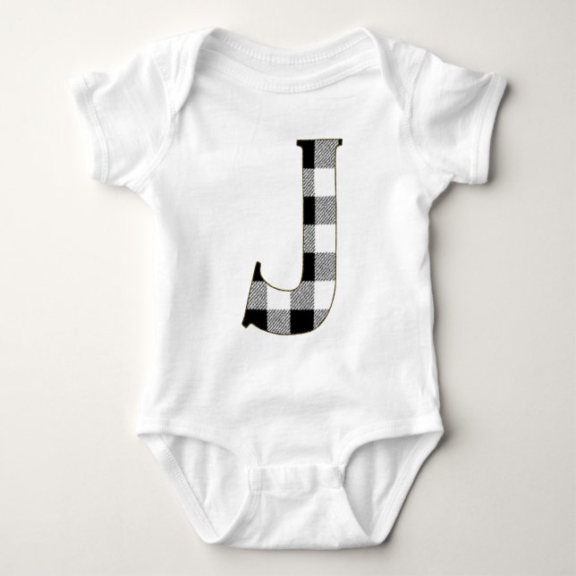 Gingham Check J Baby Bodysuit (Front)
