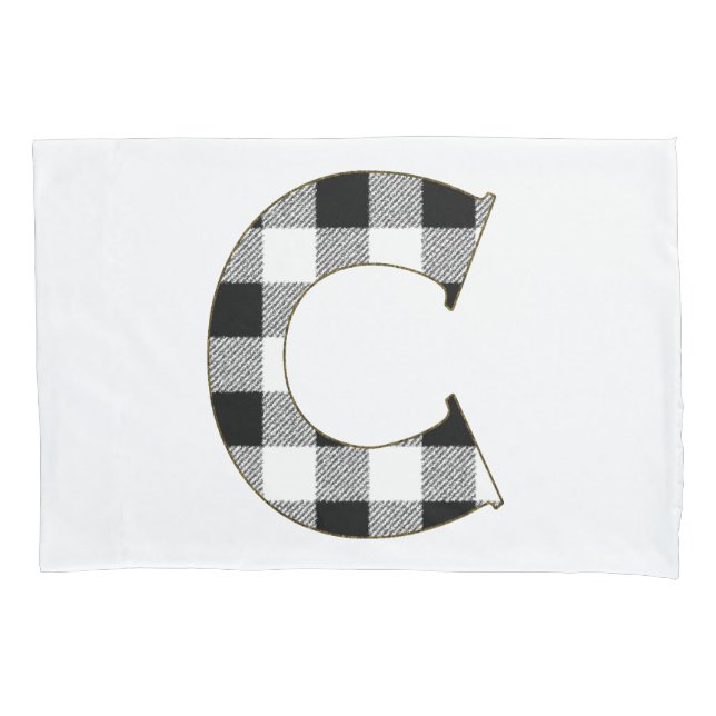 Gingham Check Letter C Pillowcase (Front)