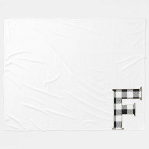 Gingham Check Letter F Fleece Blanket
