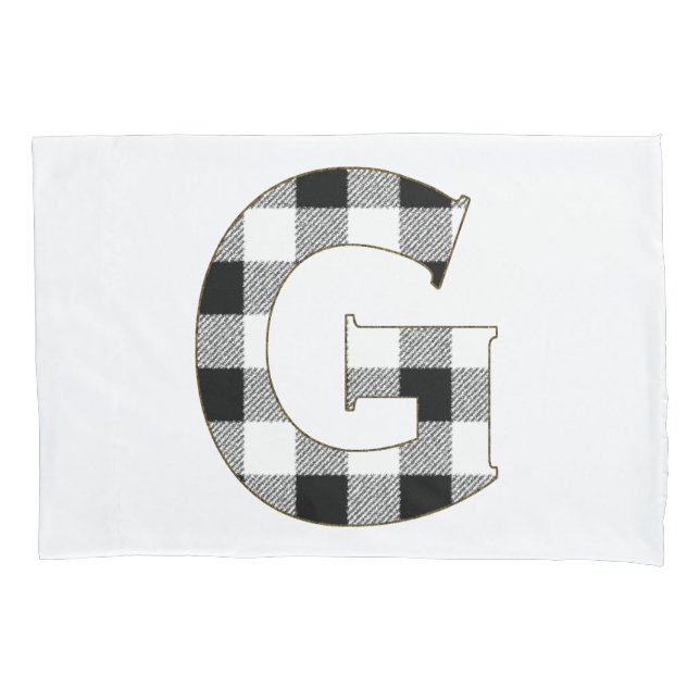 Gingham Check Letter G Pillowcase (Front)
