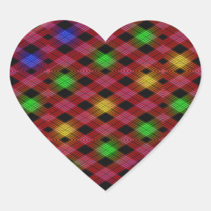 Gingham Check Multicolored Pattern Heart Sticker