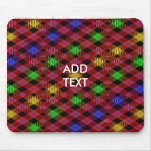 Gingham Check Multicolored Pattern Mouse Mat