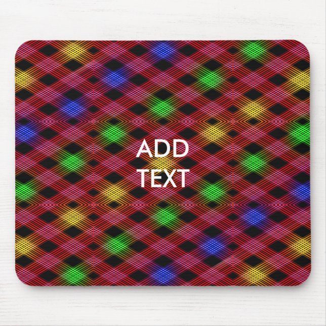 Gingham Check Multicolored Pattern Mouse Mat (Front)