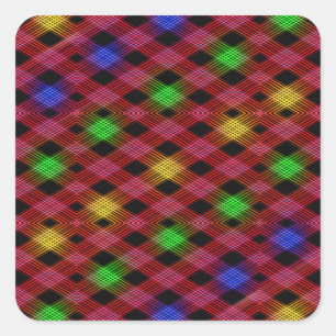 Gingham Check Multicolored Pattern Square Sticker