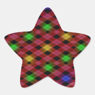 Gingham Check Multicolored Pattern Star Sticker