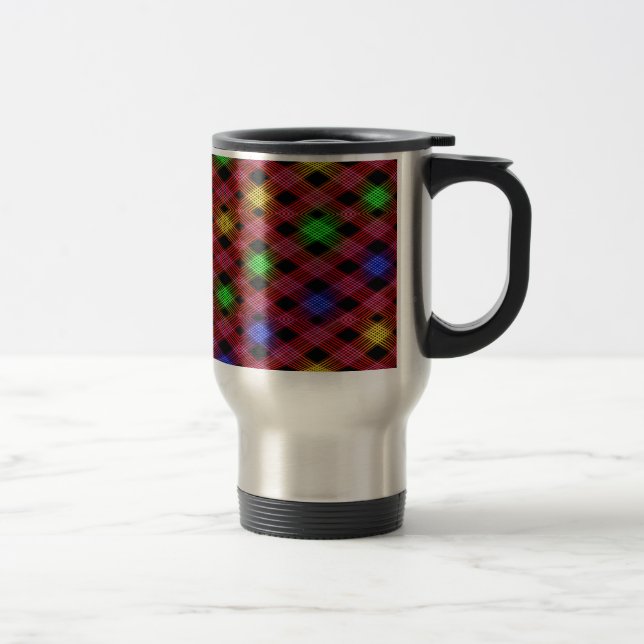 Gingham Check Multicolored Pattern Travel Mug (Right)