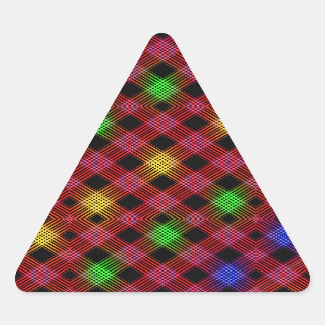Gingham Check Multicolored Pattern Triangle Sticker (Front)